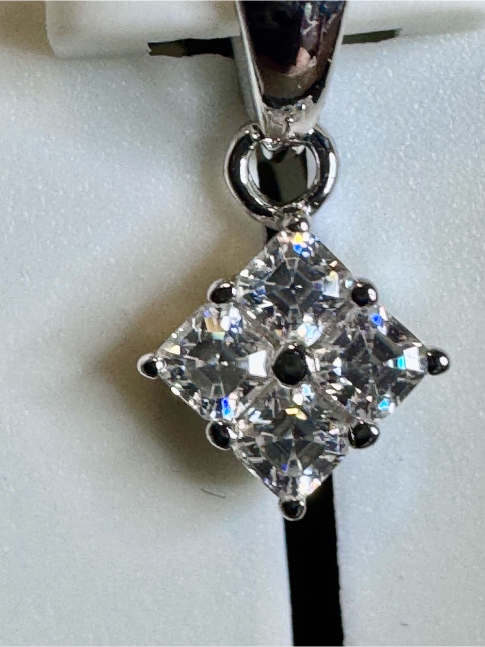 1/2 CTW Asscher Cut Moissanite Cluster Solid 925 Sterling Silver Pendant/Charm - Picture 3 of 3